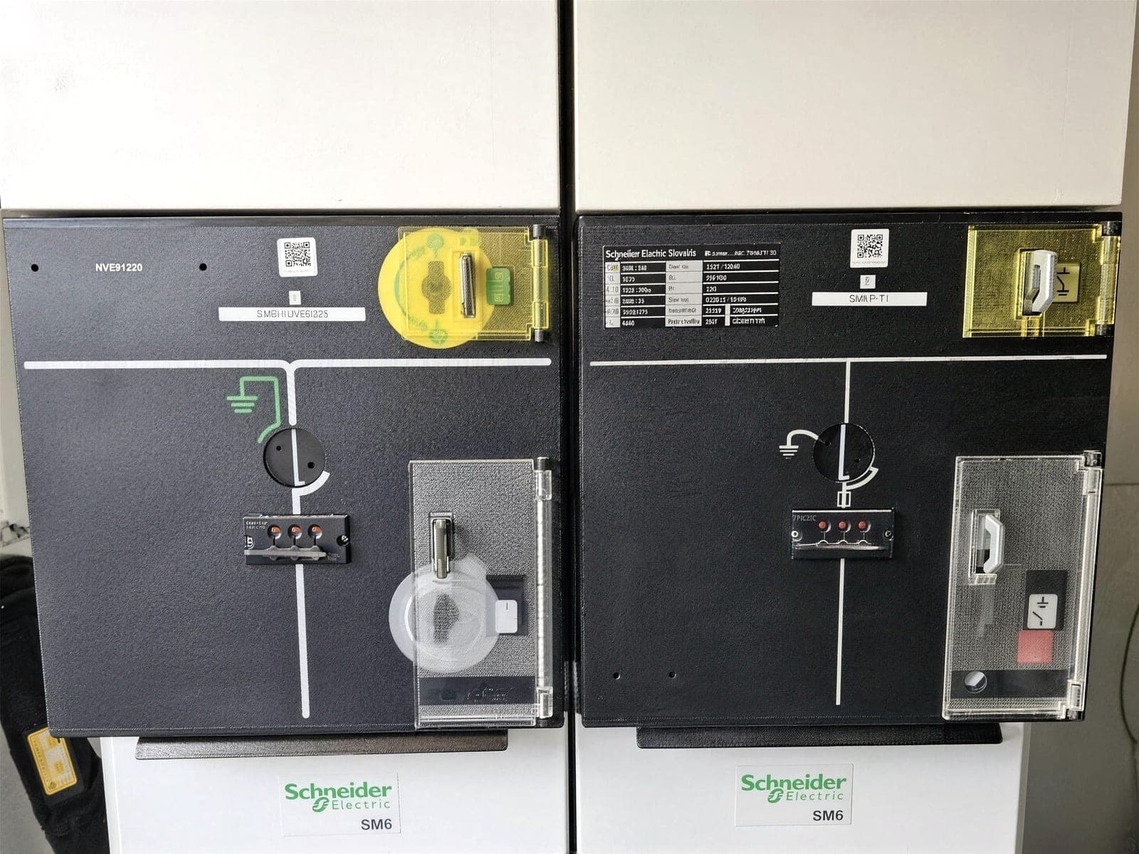 MV switchgear of a transformer station with controls and labelling